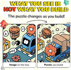 Odd Pieces Jigsaw Puzzles 1000 Pieces - Magic Mystery Story Secret Ending Puzzle - Perfect Game Night for Adults & Kids - Cartoon City Building Theme Sci-Fi (Turbo 3000)