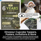 Dinosaur Party Favors for Kids Pack of 10 - Dinosaur Fossils & Quartz Sand Jars - Sensory Sand for Kids to Dig Up Dino Bones - Includes Customizable Dino Decorations, Cupcake Toppers & Labels