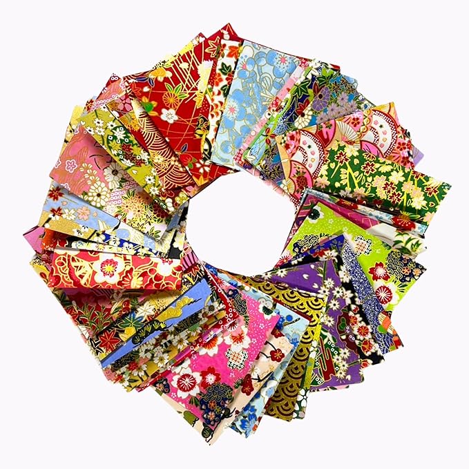 50 Origami Paper Yuzen Washi Paper Different Patterns Japanese Print 3x3 inches for Wedding Decor Japanese Designs, Mixed Patterns for Origami, Scrapbooking, DIY Gifts Origamipolly