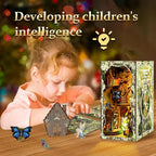 Book Nook Kit for Adult - THRIVINGIVAN Miniature Model Build Dollhouse Kit 3D Wooden Puzzle with Sensor Led Light for Bookshelf Bookend Insert Decor Adults Teen Crafts(Spirit)