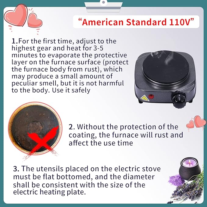 SAEUYVB Candle Making kit with Hot Plate,Candle Making Supplies,Candle Making Kit for Beginners with Melting Pot,Stirring Spoon and Anti-Scalding Pad Perfect Set Gift（Silver Gray）