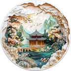 KAAYEE Wooden Puzzles for Adults, 3D Visual Effect Chinese Landscape Painting Wooden Jigsaw Puzzle Unique Shape Wood Puzzle Adult, 3D Effect Flat Puzzle Birthday Family Games (S-8.5 * 8.5 in-100pcs)