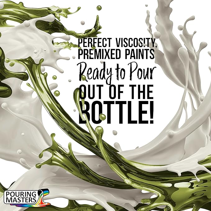 POURING MASTERS Olive Green Acrylic Ready to Pour Pouring Paint - Premium 32-Ounce Pre-Mixed Water-Based - for Canvas, Wood, Paper, Crafts, Tile, Rocks and More