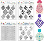 CHGCRAFT 4 Pcs Rhombus Pattern Polymer Clay Texture Sheets Abstract Art Silicone Texture Stamp Rhombus Flowers Modeling Pattern Pad Sheets for Jewelry and Earrings Tools, 5.5x5.5 inch