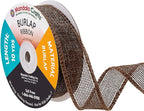 Mandala Crafts Brown Burlap Ribbon 1 Inch Wide Jute Ribbons for Crafts - 20 Yds Roll Rustic Burlap Wrap Trim Ribbons for Wreaths Bows Wedding Party Decoration