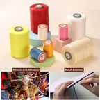 uxcell Round Leather Sewing Waxed Thread, 55m / 60 Yards Wax Polyester String, 0.8mm Waxed Stitching Cord for Leather Crafts, Bookbinding, Bracelets Braided, Light Green