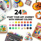 24 Colors Dual Tip Acrylic Paint Markers, Acrylic Paint Pens with Fine Tip and Brush Tip for Rock Painting, Wood, Plastic, Glass, Canvas, Fabric, Pumpkin, DIY Crafts Making Art Supplies