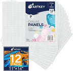 Canvas Panels 11x14 Inch 12-Pack, 10 oz Primed 100% Cotton Canvases for Painting, White Blank Flat Canvas Boards for Oil Acrylics Watercolor Tempera Paints