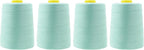 Mandala Crafts 4 Pack of Serger Threads Cones Spools - 20S/2 24000 Yards Polyester Mint Threads for Sergers Machine and Overlock Quilting Sewing Machine