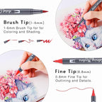 12 Colors Blendable Watercolor Markers 2025 Upgrade Double Tip Paint Pens with 1 Water Brush Pen Water Based Coloring Pens Drawing Markers Set with Flexible Brush Tip for Artists and Beginners