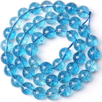 10MM Blue Crystal Quartz Beads Natural Gemstone Round Loose Stone Beads for Jewelry and Bracelets Making 72pcs 2 Strands 32"