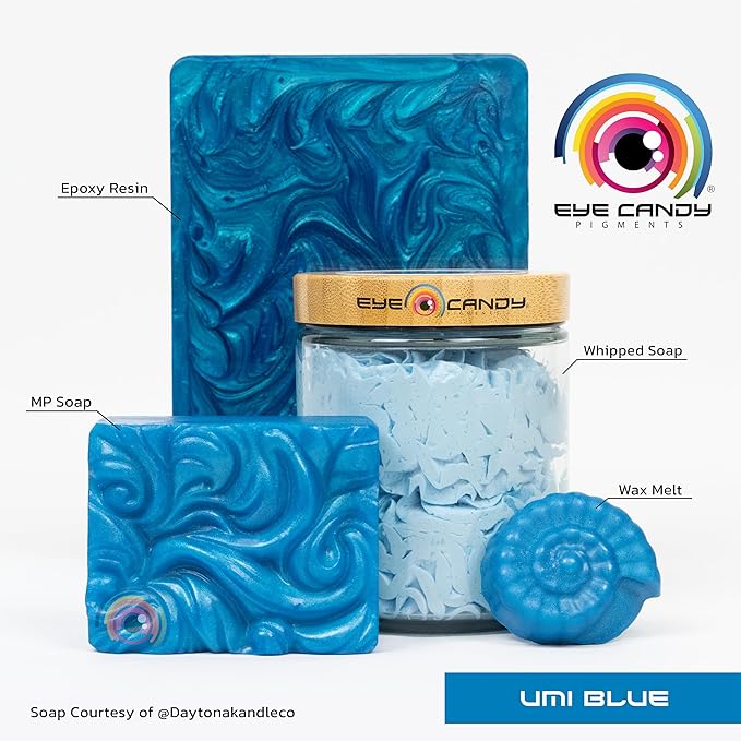 Eye Candy Pigments Premium Blue Mica Powder - Umi Blue (50gr) - for Epoxy, Resin, Soap, Paint, Woodworking, Acrylic Pouring, Bath Bombs, Fishing Lures - DIY Arts and Crafts Additive