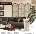 Window Privacy Film, Frosted Glass Decorative Static Cling, Removable Sun Blocking Vinyl Covering, Window Film for Home Kitchen Living Room Bathroom, Glazed Flower Shadows, 17.5" x 78.7 "