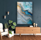 My Photostation.com 40WX60H'' Turquoise and Blue Alcohol ink Glass Wall Art Tempered Glass Printing Wall Decor Large Wall Art Wall Hangings