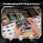 3D Wood Puzzle Book Nook Kit, Automobile Workshop Miniature Bookshelf Insert Décor with LED Lights, DIY Mechanical Model for Display, Unique Craft for Adults and Teens (Automobile Workshop)