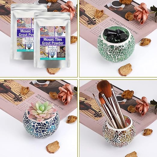 Mosaic Grout, Mosaics Tile Tools, Mosaic Tile Accessories – Essential for Handmade Grouting and Perfect for DIY Craft Projects (White, 500G)
