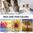 ABEIER Acrylic Paint Set, 24 Colors (60ml/2oz) with 12Paint Brushes, Non-Toxic, Waterproof, Strong Coverage for Kids Adults Beginners Students, Painting on Canvas Stone Wood Fabric Rocks Ceramic