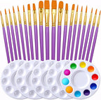 Halloween Paint Brushes Palettes Set by DUGATO, 2 Packs/20pcs Round Pointed Tip Nylon Hair Brushes with 5 Paint Trays for Acrylic Watercolor Oil Gouache Tempera and Body Painting (Purple)