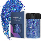 Ceya Holographic Chunky Glitter, 4.9oz/ 140g Royal Blue Craft Glitter Powder Mixed Chunky & Fine Flakes Iridescent Nail Sequins for Nail, Hair, Epoxy Resin, Tumblers, Slime, Painting, Festival Decor