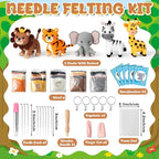 WATINC Needle Felting Kit - 5 Set Unique Different Cute Doll Wool Felt Needle Tools Foam Pad Instruction, DIY Home Decoration Craft Party Supplies for Art Work Starter Beginners (Wild Animal)