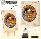 WOODBESTS Wooden Puzzles for Adults, 3D Fox Wood Puzzles Adult(200 Pieces, M, 11.4 * 11.2in), Unique Shape Wooden Animal Jigsaw Puzzles, Birthday Gifts for Adults Family Game