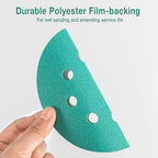 5-Inch 8-Hole Wet Dry Sanding Discs 60 Grit, Polyester Film Backed Heavy-Duty Hook and Loop Sandpaper for Random Orbital Sander, 50-Pack