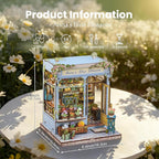 Fsolis Book Nook Kit - DIY Scene Miniature Dollhouse Kit for Adults, Bookshelf 3D Puzzles 255PCS, Tiny House Mini Flower Shop Model Booknook Craft, Gifts for Women Puzzle Lovers (Anna's Blue Blossom)