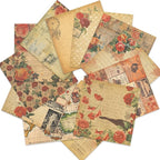 Vintage Scrapbook Paper 12 ×12 - 24Sheets Double-Sided Retro Rose Patterned Paper Junk Journaling Scrapbooking CardStock Papers Pad for Cardmaking DIY Origami Craft Papers.