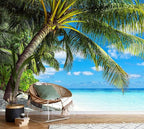 AFZEVEB-Beach Wall Mural Tropical Palm Tree Landscape Wallpaper for Bedroom 136"x96"(Not Peel and Stick)