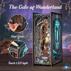 Cutefun Book Nook Kit - Decorative Bookend Alley Build Model with LED Light, DIY Miniature Dollhouse Kit 3D Wooden Puzzle for Adults, Teens, Crafts Gifts for Bookshelf Decor (The Gate of Wonderland)