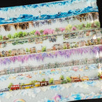 PET Tape Stickers for Junk Journal Supplies,Transparent Landscape Stickers for Scrapbook Supplies,DIY Craft,Journaling,Notebook,Phone Case(Parallel Landscapes)