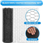 24'' x 150' Black Chicken Wire Mesh Fence, 20 Gauge Galvanized Poultry Netting and 1 inch Garden Mesh Fence Roll, Chicken Wire for Floral Arrangements/Crafts/Farm/Livestock/Pet Protection
