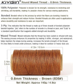 Bonded 0.8mm Round Waxed Polyester Cord, 3-ply Wax Coated Thread, 197 Yards Stiff String for Heavy Duty Fabric, Leather Sewing, Book Binding, Upholstery Repair, and Macrame Jewelry - Brown