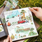6 Rolls Travel PET Tape Set with Clip, Camping and Adventure-Themed Sticker Tape for Journaling, Scrapbooking, and DIY Crafts