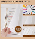 Graph Paper Notebook, Spiral Notebook Journal 8.5” x 11”, A4 Large Grid Notebooks for Women Men, 100 GSM Graph Paper, Plastic Hardcover Spiral Graphing Journals for Work School Engineerin, Black