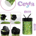 Ceya Holographic Chunky Glitter, 4.9oz/ 140g Light Green Craft Glitter Powder Mixed Chunky & Fine Flakes Iridescent Nail Sequins for St Patricks Day Party Decor, Epoxy Resin, Tumblers, Slime, Painting