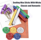 Yoption 12 Pcs Sealing Wax Sticks with Wicks, Antique Metallic Mixed Colors Totem Fire Manuscript Sealing Wax for Wax Seal Stamp (12 Colors B)