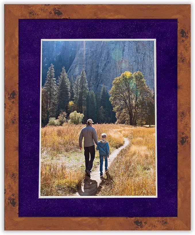 8x10 Mat Bevel Cut for 5.5x8.5 Photos - Acid Free Purple Crocus Suede Precut Matboard With Backing Board and Crystal Clear, Self Seal Photo Mat Bag - For Pictures, Photos, Framing - 4-ply Thickness