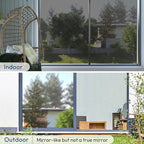 rabbitgoo Window Privacy Film One Way Window Tint for Home, Removable Reflective Heat Sun Blocking Anti UV Glass Door Covering, Mirror Tinting Film House Office, 35.4 in X 6.5 Feet, Black Silver