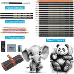 Sketching Pencil Set, Drawing Pen Charcoal Sketch Included Graphite Pencils, Charcoal Pencils, Paper Erasable Pen, 30pcs Total for Beginners Artist (First Sketch Pencil)