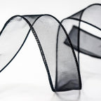 CT CRAFT LLC Sheer Organza Wired Ribbon 1.5" x 50Yards Black for Wedding Chair Bow Flora Bouquet Gift Wrapping Christmas Tree Home Decor Wreath