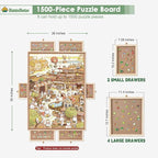 1500 Pieces Rotating Puzzle Board with 6 Drawers,34.25"x25.2" Portable Wooden Jigsaw Puzzle Table with Lazy Susan Spinning Cover