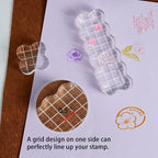 Sanfurney 4 Pieces Acrylic Stamp Blocks Set, 15mm Thick, Clear Stamping Tools with Grid Lines Decorative Stamp Blocks for Scrapbooking Crafts Card Making