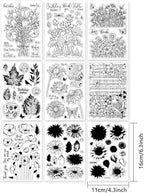 ORIGACH 9 Sheets Plants and Flowers Clear Stamps Silicone Transparent Stamps for Card Making Decoration and DIY Scrapbooking