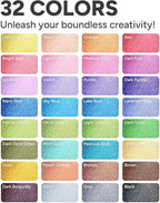 JusArt 32 Colors Glitter Markers, Glitter Paint Pens Sparkly and Shiny for DIY Card Making, Coloring, Scrapbooking, Glass, Wood, Stone, Fabric, Rock - 0.7mm Extra Fine Acrylic Paint Markers