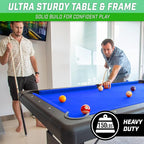 GoSports 6, 7, or 8 ft Billiards Tables - No Assembly, Choose Your Color - Portable Pool Table Includes Full Set of Balls, 2 Cue Sticks, Chalk and Felt Brush