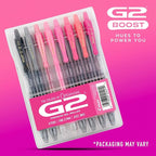 Pilot G2 Premium Gel Roller Pens, Fine Point Gel Pens, Boost Pink Pack, The Colors of Optimism, 8-Pack Pouch, 0.7 mm, Assorted - Ideal for School, Journaling, & Office Writing