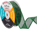 Mandala Crafts Green Burlap Ribbon 1 Inch Wide Jute Ribbons for Crafts - 20 Yds Roll Rustic Burlap Wrap Trim Ribbons for Wreaths Bows Wedding Party Decoration