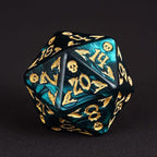 7-Die DND Dice Set Halloween Pattern Polyhedral Die Set with Leather Bag, Skull Dice D&D Die for RPG Table Games (Halloween Pattern-Green)