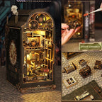 ISSEVE Book Nook Kit, 3D Wooden Puzzle DIY Miniature House Kit for Booknook Shelf Insert Decoration, Magic Book House Stand Bookshelf Dollhouse for Adults with Sensor Ligh (Mechanical Rhythm)